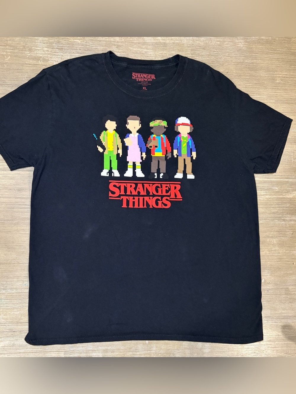 Stranger Things men  Black Graphic Tee - Pixel Characters 100% cotton
